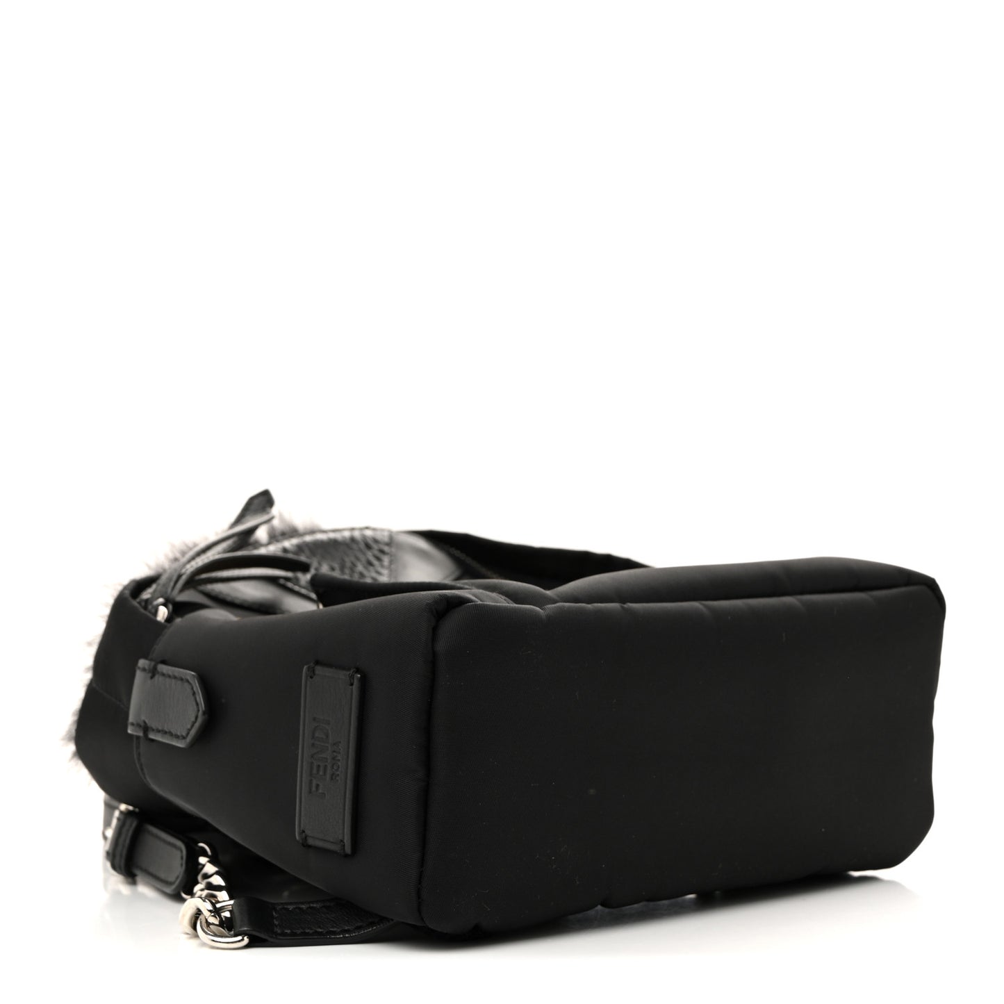 Nylon Vitello Dolce Goat Fox Fur Crocodile Monster Eyes Mini Backpack Black Sunflower