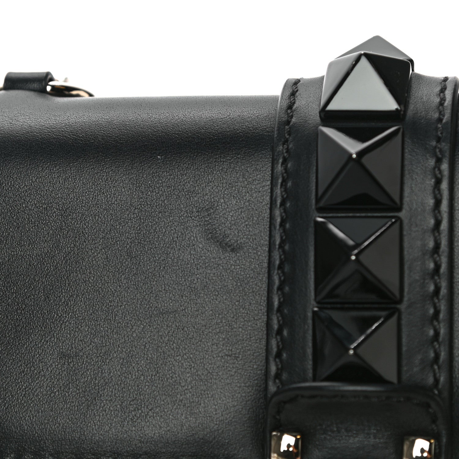 Valentino Garavani Vitello Small Glam Lock Rockstud Flap Black Light Ivory 16 of 17