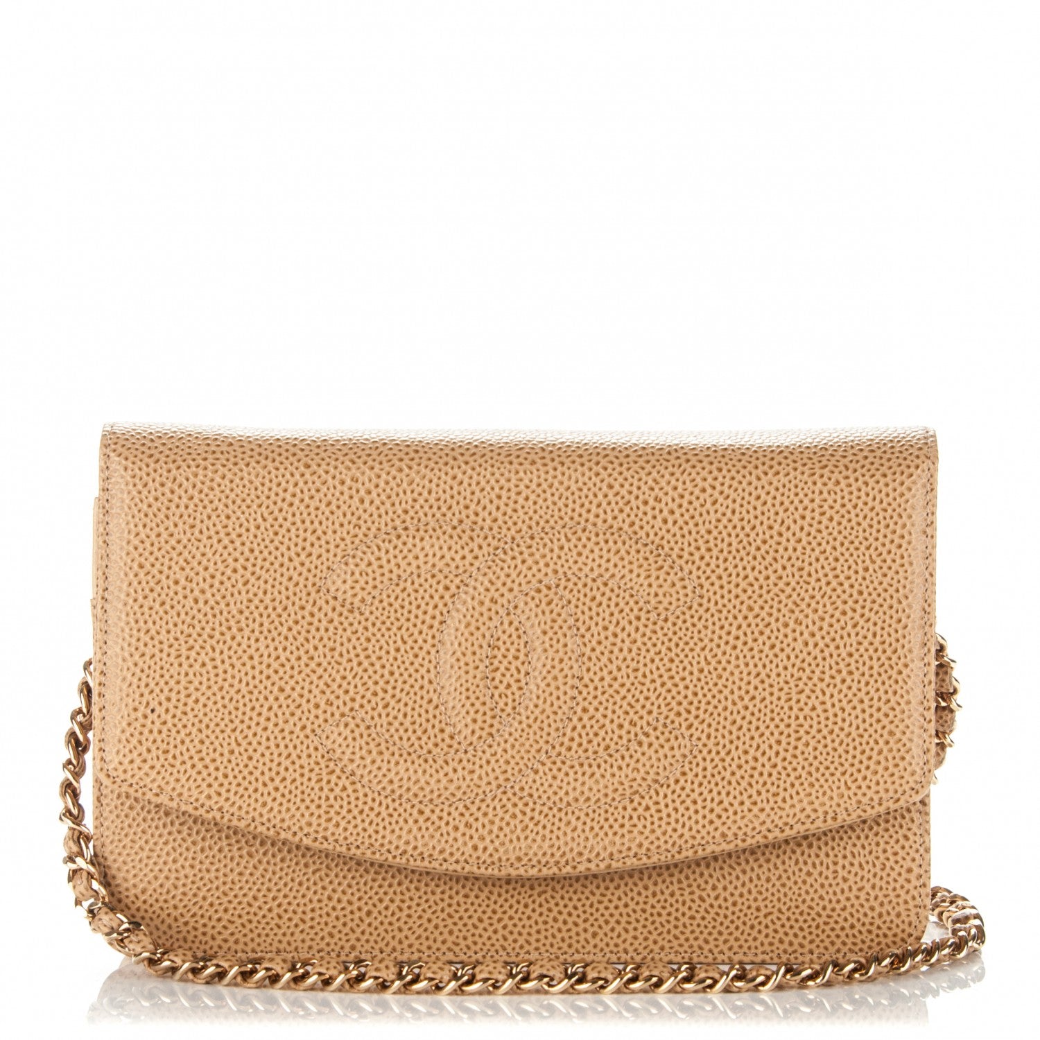 Chanel Caviar Timeless CC Wallet On Chain WOC Beige 1 of 9