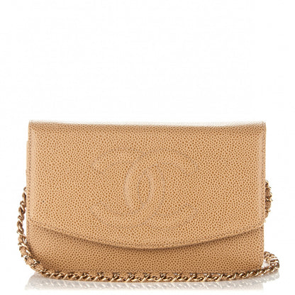 Chanel Caviar Timeless CC Wallet On Chain WOC Beige 1 of 9
