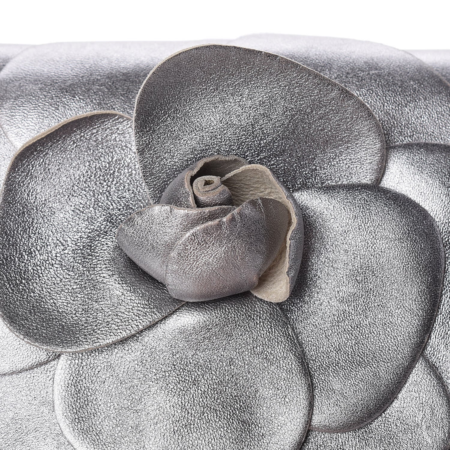 Chanel Metallic Lambskin Camellia Beauty Clutch Silver 13 of 15