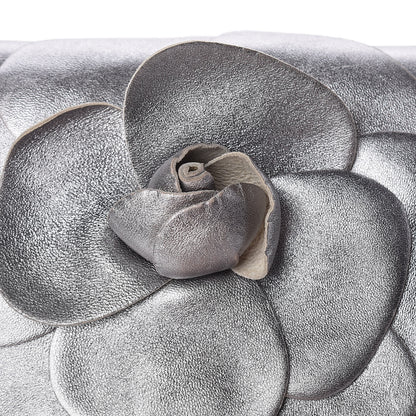 Chanel Metallic Lambskin Camellia Beauty Clutch Silver 13 of 15