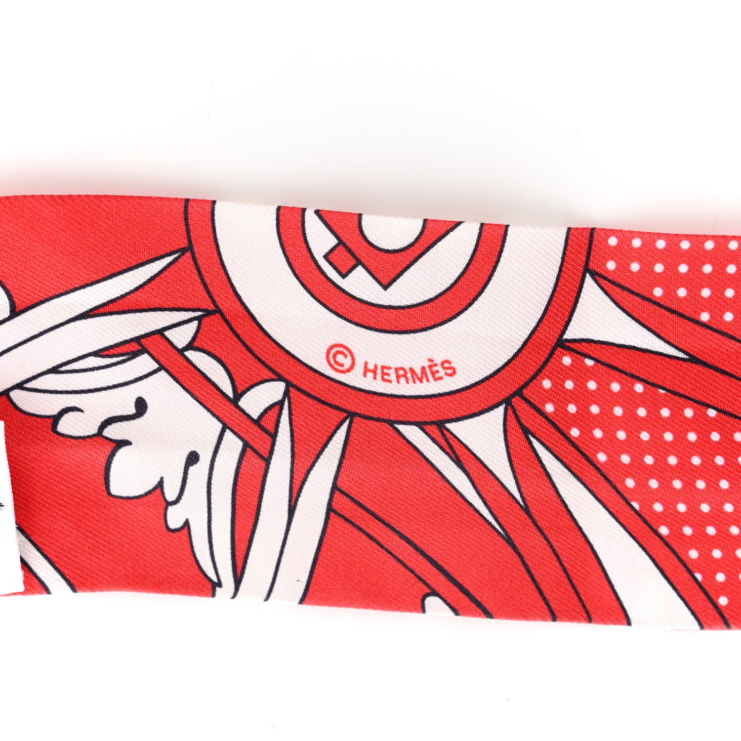 Hermes Silk Washington S Carriage Detail Twilly Rouge White Black 4 of 4