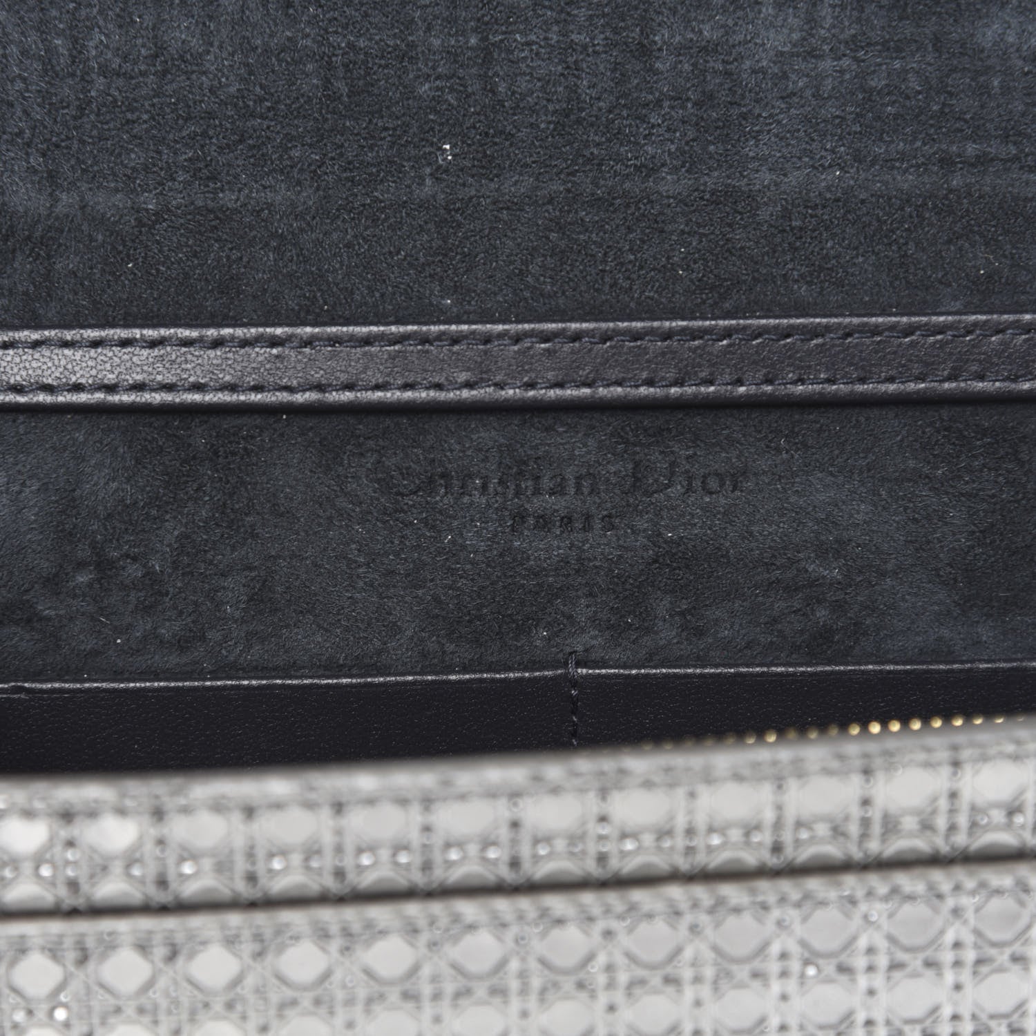 Christian Dior Metallic Patent Micro-Cannage 30 Montaigne 2 in 1 Pouch Silver 7 of 9