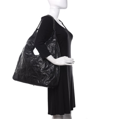 Chanel Aged Calfskin Quilted Coco Supple Hobo Black 2 of 10