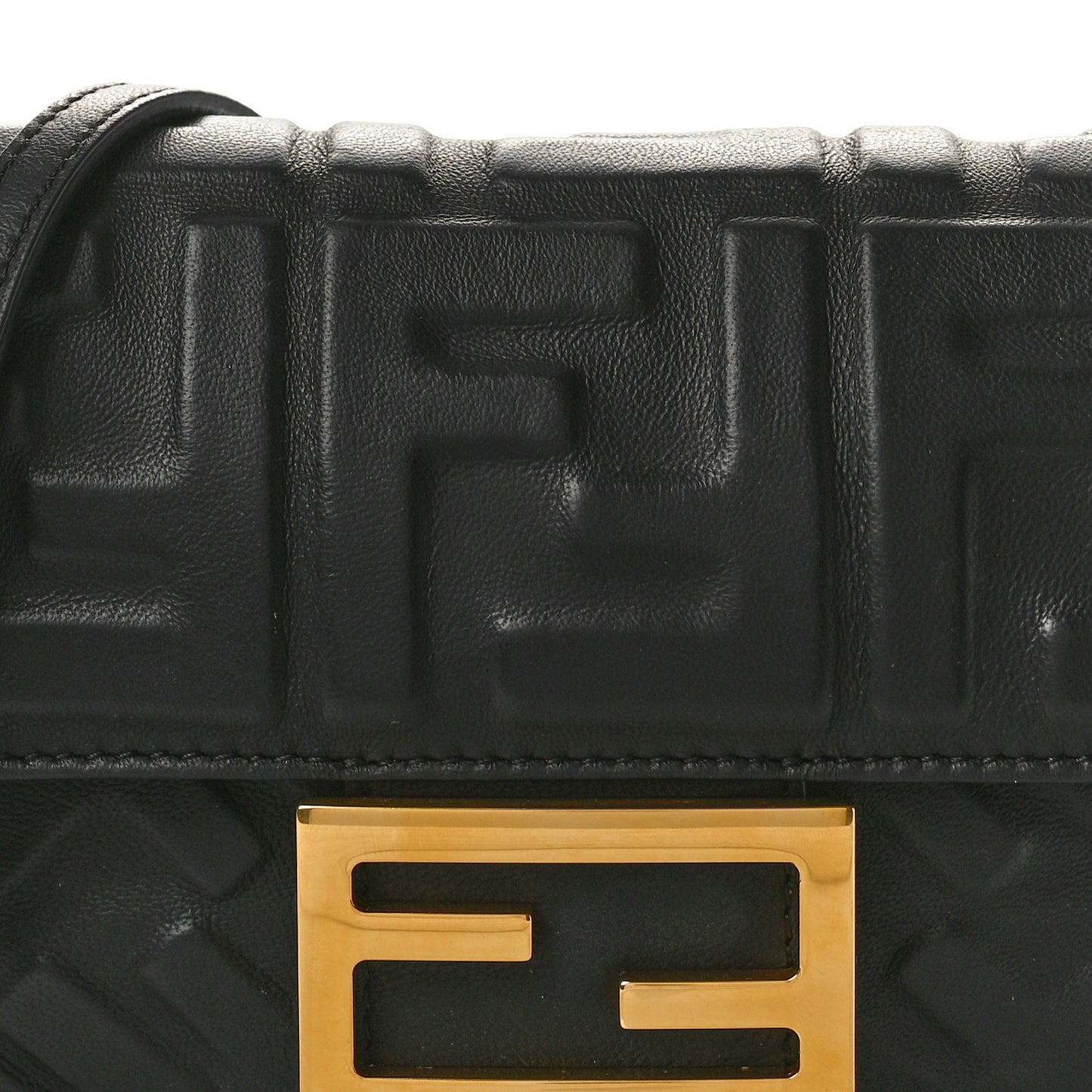 Nappa FF 1974 Embossed Mini Baguette Black