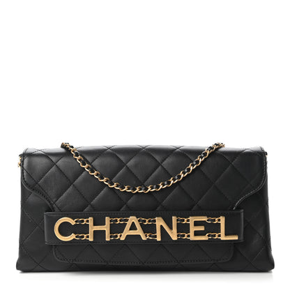 Chanel Calfskin Quilted Enchained Clutch Black 1 of 10