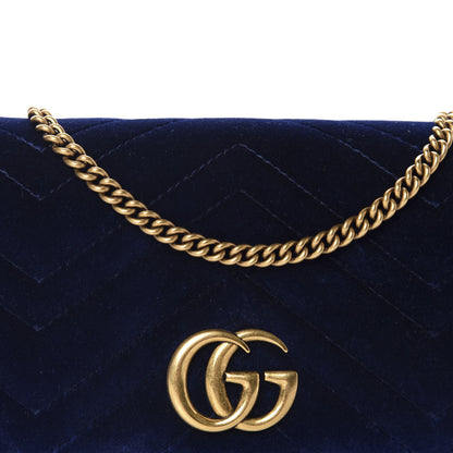Gucci Velvet Matelasse GG Marmont Mini Bag Cobalt Blue 9 of 10