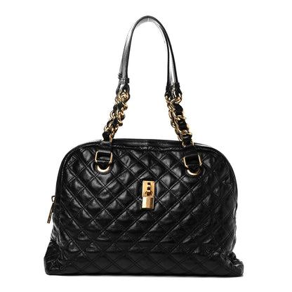 Marc Jacobs Lacquered Goatskin Quilted Karlie Satchel Black 1 of 8