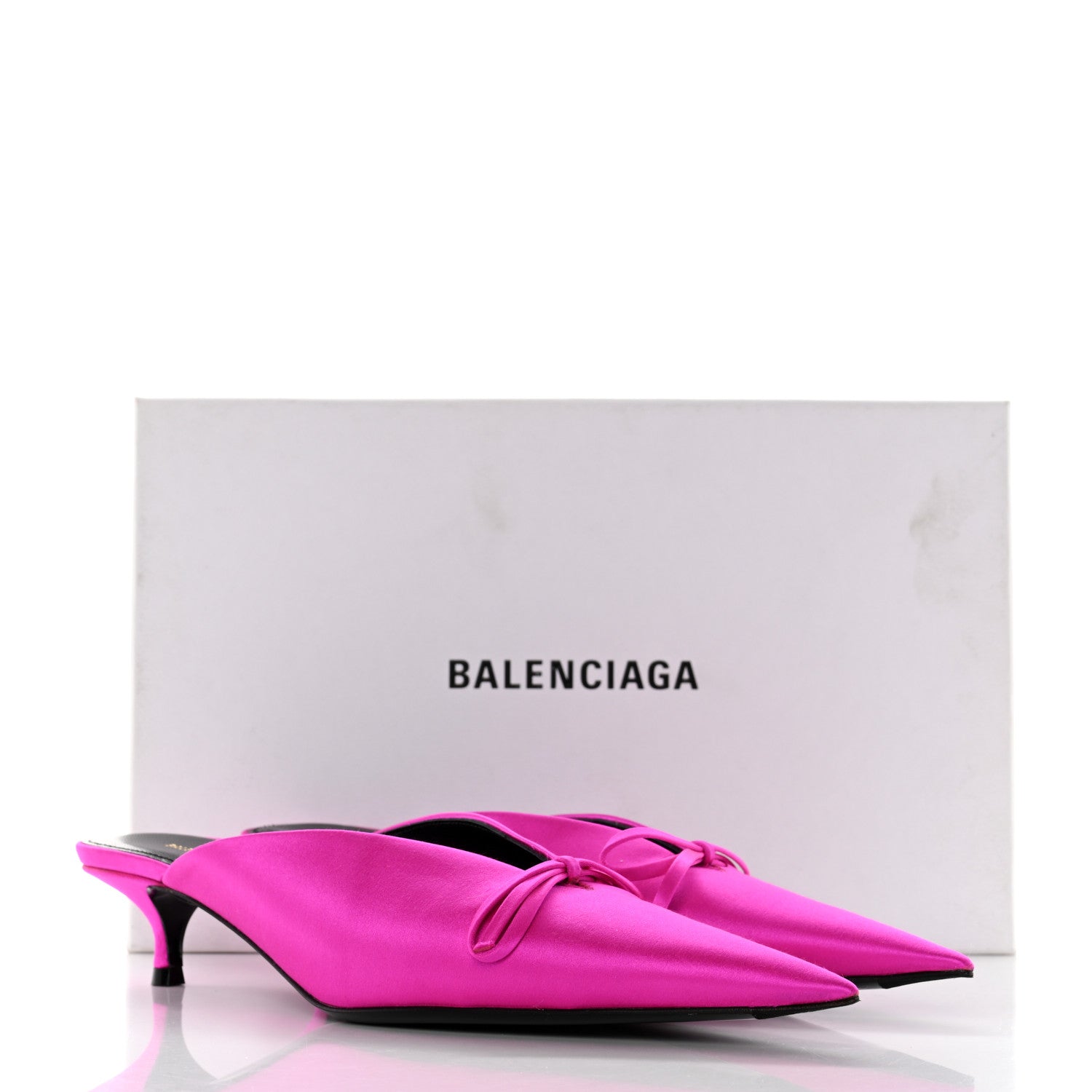 Balenciaga Satin Pointed Toe Knife 40mm Mules 37.5 Rose Fuchsia 9 of 9