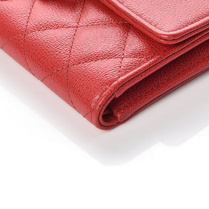Chanel Grained Calfskin Quilted CC Box Flap Wallet Red 6 of 12