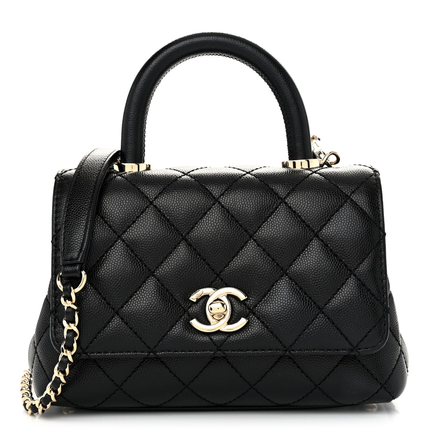 Caviar Quilted Extra Mini Coco Handle Flap Black