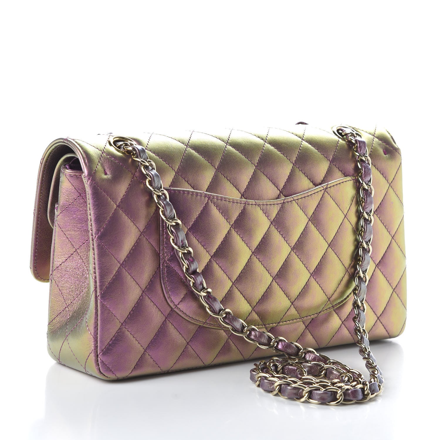 Chanel Iridescent Lambskin Quilted Medium Double Flap Purple 3 of 10