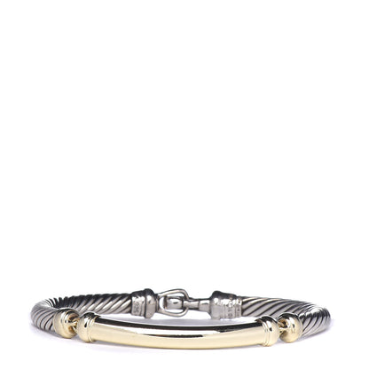 David Yurman Sterling Silver 14K Yellow Gold 5mm Metro Cable Bracelet 1 of 5