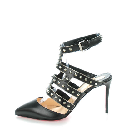 Christian Louboutin Kid Tchicaboum 85 Pumps 37.5 Black Silver 1 of 8