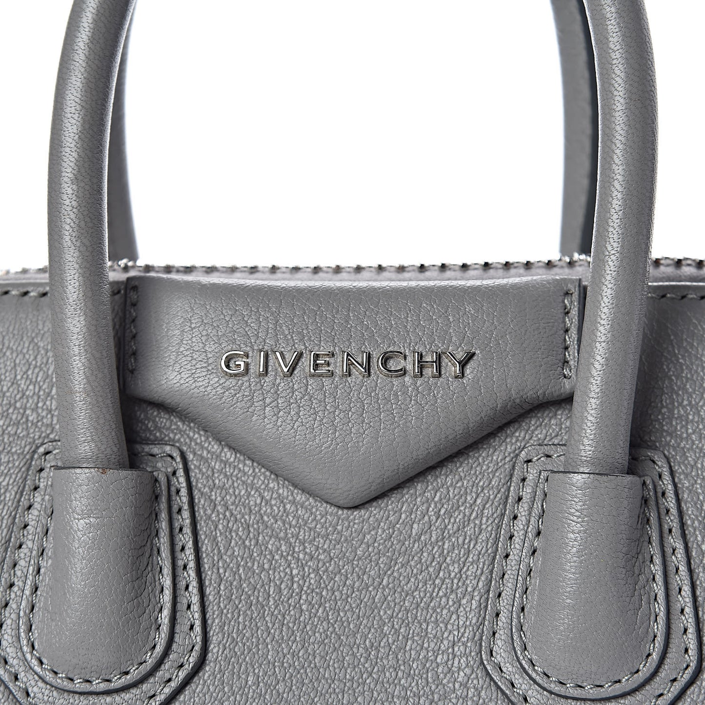 Sugar Goatskin Mini Antigona Pearl Grey