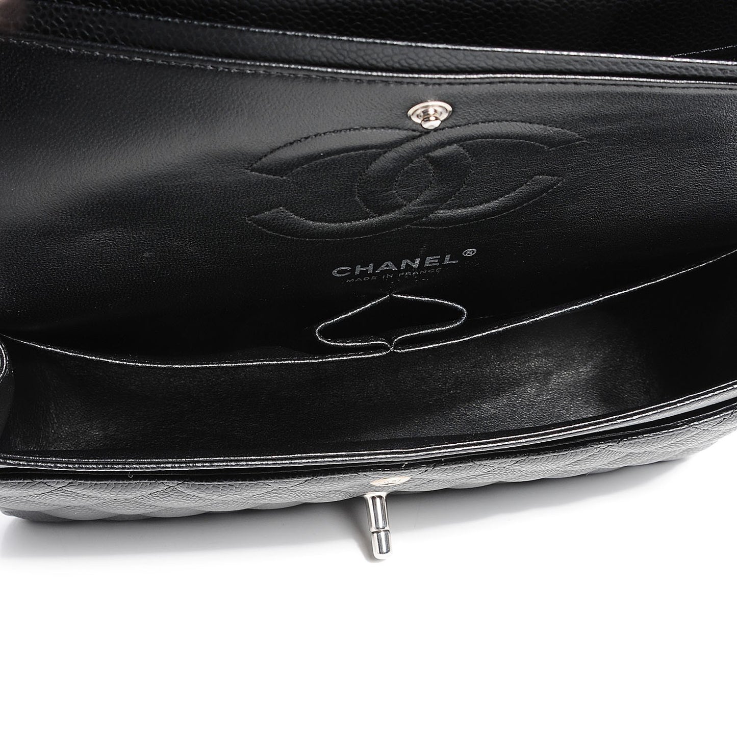 Caviar Quilted Medium Double Flap Black