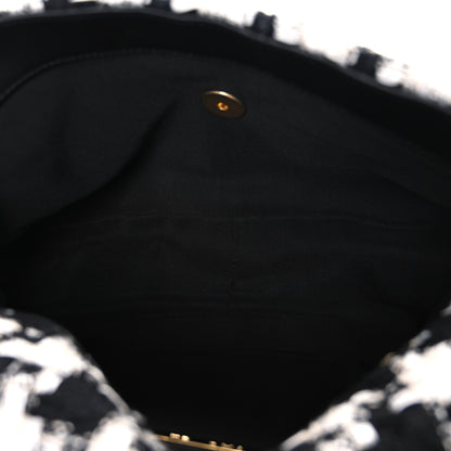 Chanel Tweed Quilted Large Chanel 19 Flap Black Ecru White 4 of 9