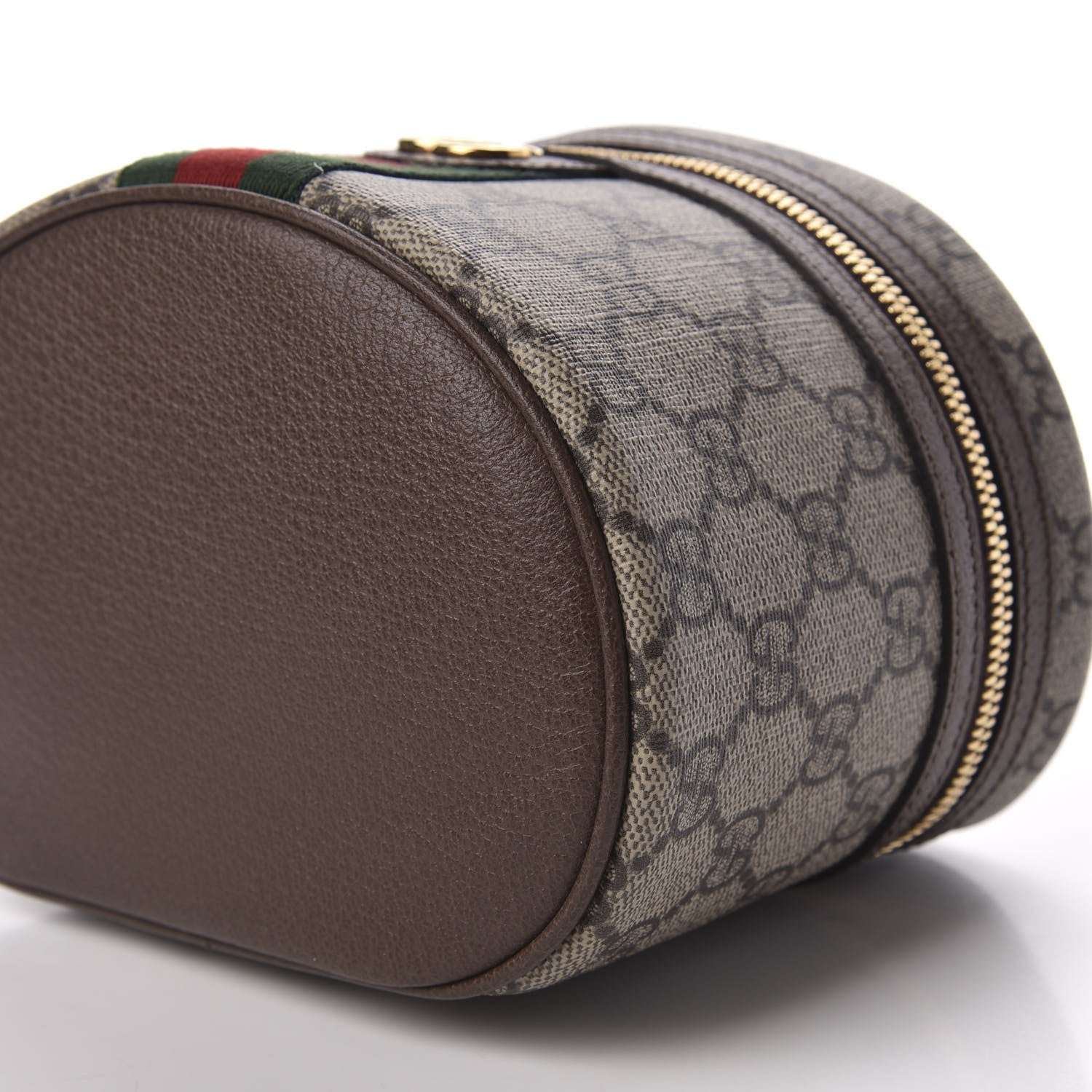 Gucci GG Supreme Monogram Textured Calfskin Web Ophidia Vanity Cosmetic Case Beige Ebony New Acero 7 of 9