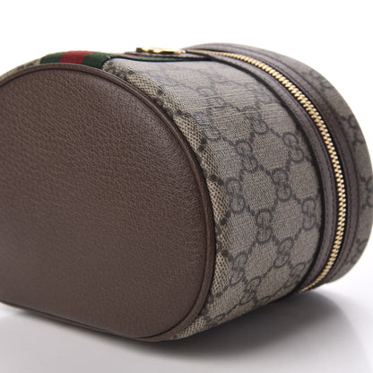Gucci GG Supreme Monogram Textured Calfskin Web Ophidia Vanity Cosmetic Case Beige Ebony New Acero 7 of 9