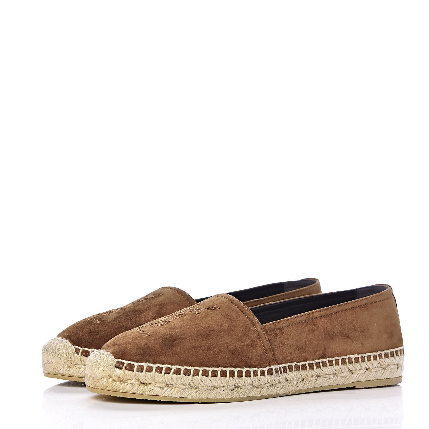 Saint Laurent Suede Monogram Espadrilles 38 Brown 3 of 9