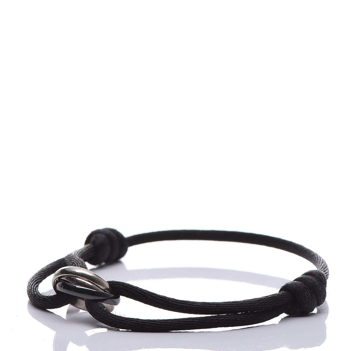 18K White Gold Ceramic Trinity Cord Bracelet Black