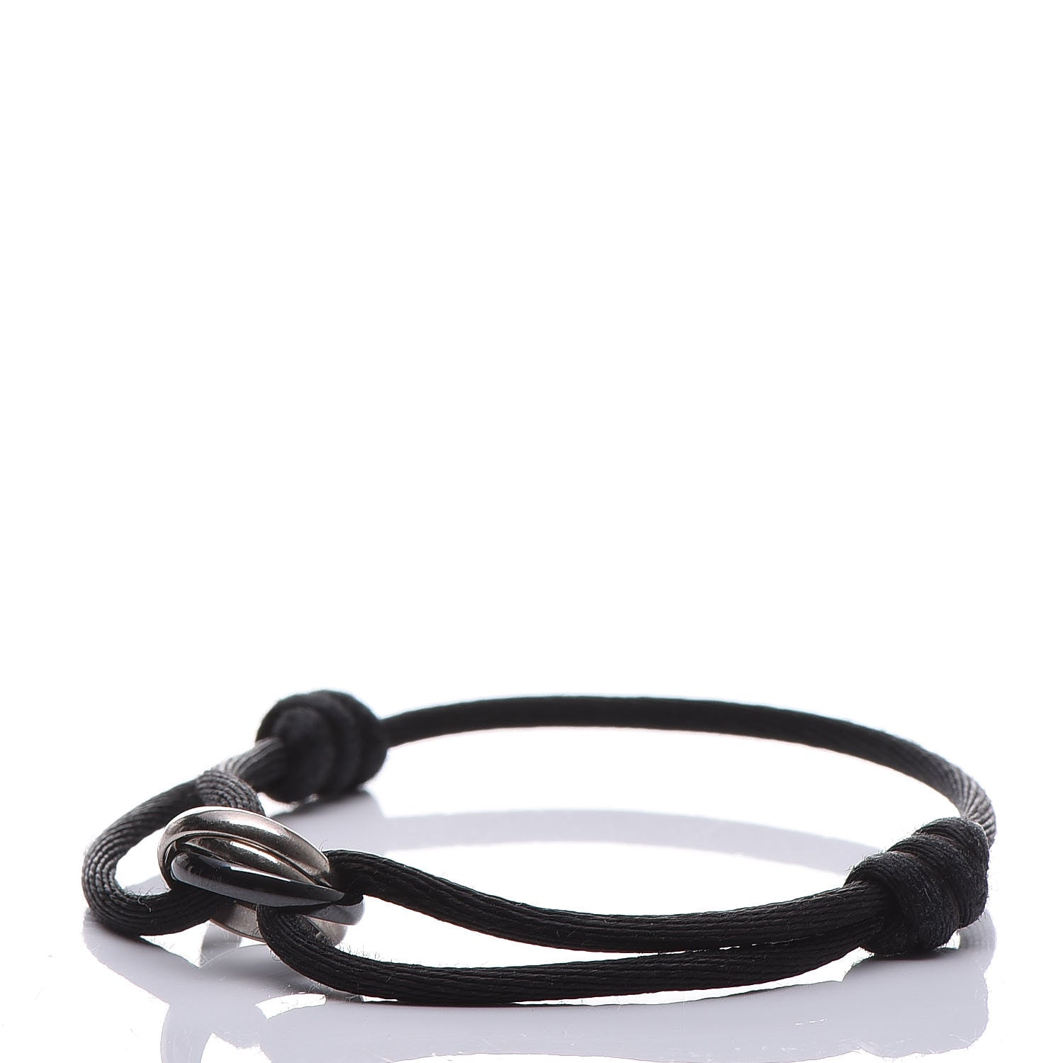 Cartier 18K White Gold Ceramic Trinity Cord Bracelet Black 4 of 8