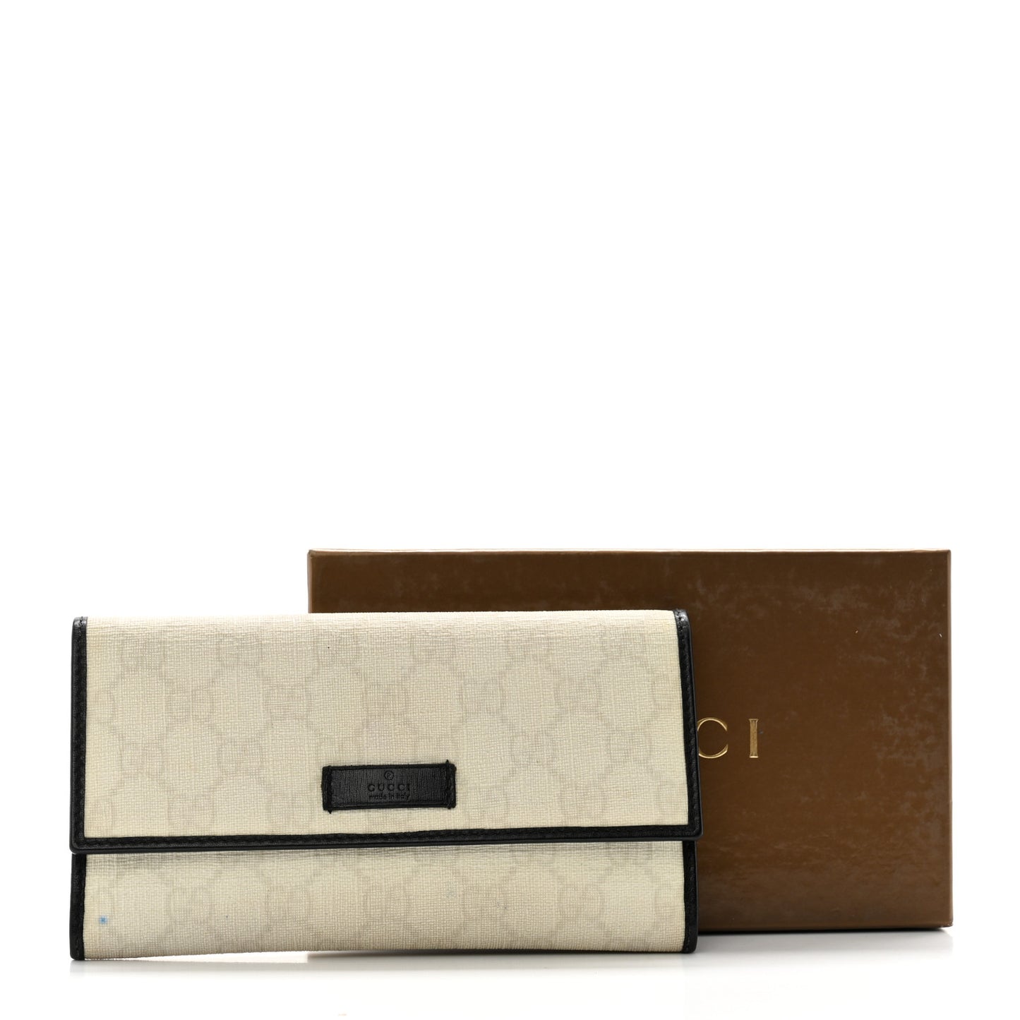 GG Plus Monogram Joy Continental Flap Wallet White Black