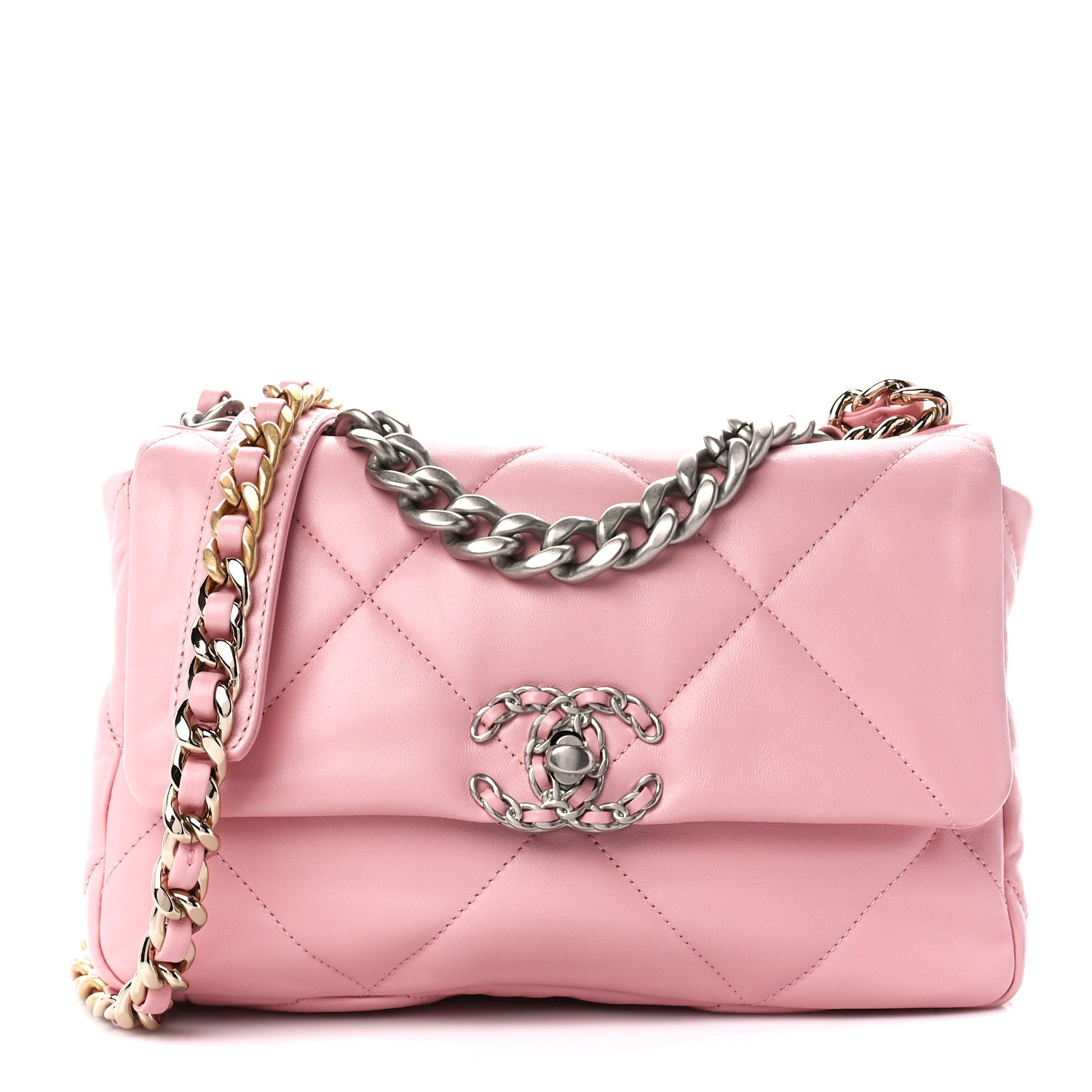 Chanel Lambskin Quilted Medium Chanel 19 Flap Pink 1 of 12