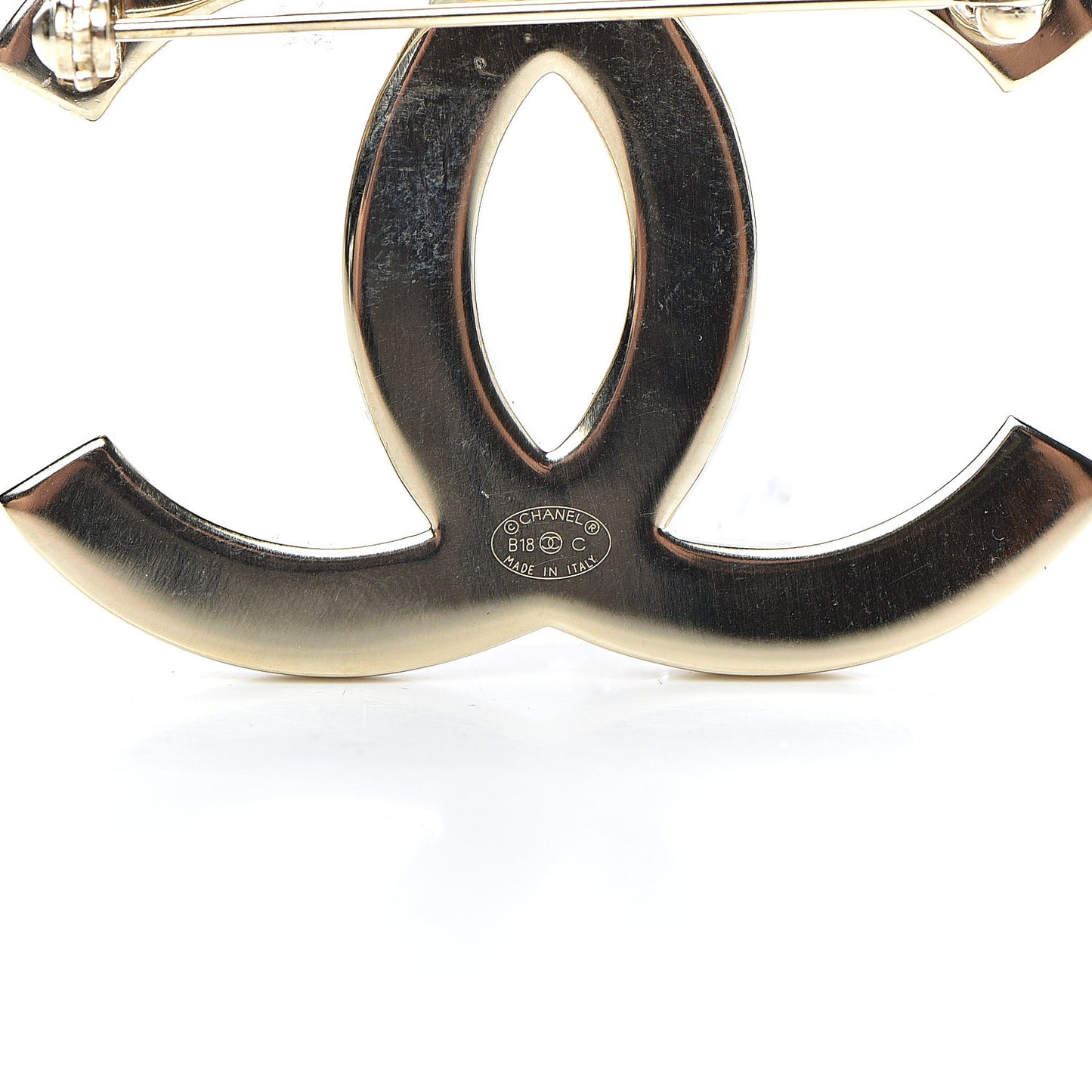 Baguette Crystal Quilted CC Brooch Gold
