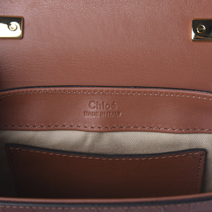 Chloe Calfskin Crocodile Embossed Mini C Double Carry Chestnut Brown 6 of 8