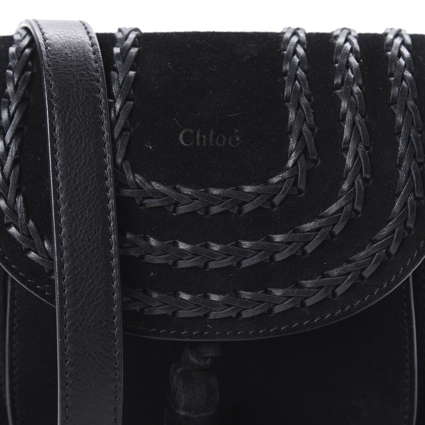 Suede Calfskin Braided Mini Hudson Shoulder Bag Black