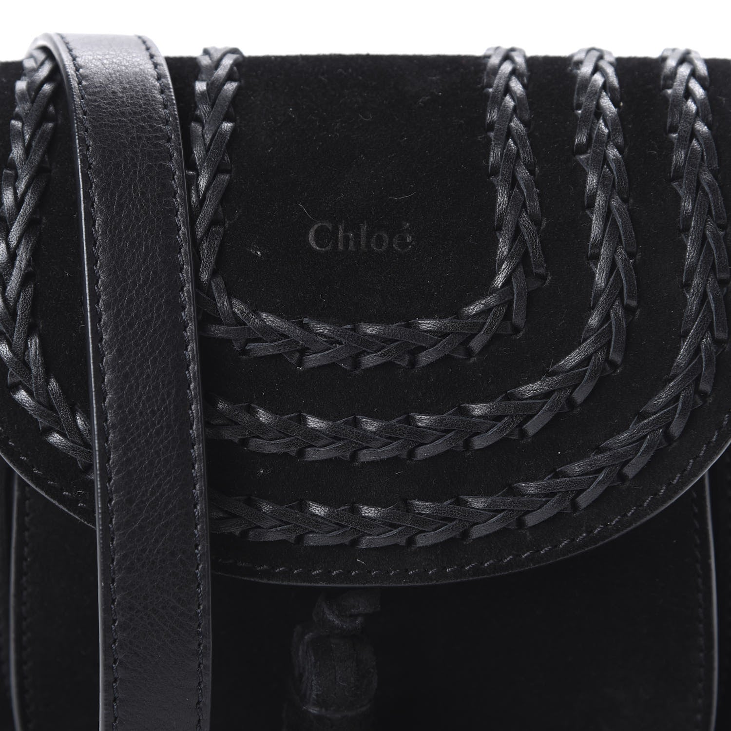 Chloe Suede Calfskin Braided Mini Hudson Shoulder Bag Black 9 of 9