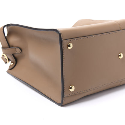 Fendi Vitello Seta Glazed Fabric FF 1974 Medium Peekaboo X-Lite Sand Mogano Panna 6 of 9