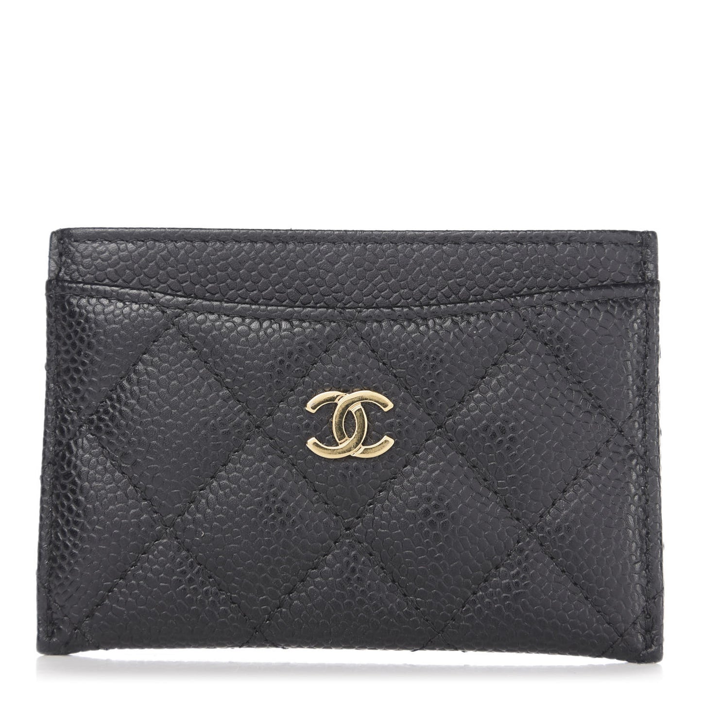 Caviar Quilted Card Holder Black