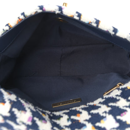 Chanel Tweed Quilted Medium Chanel 19 Flap Ecru Navy Blue Multicolor 5 of 9