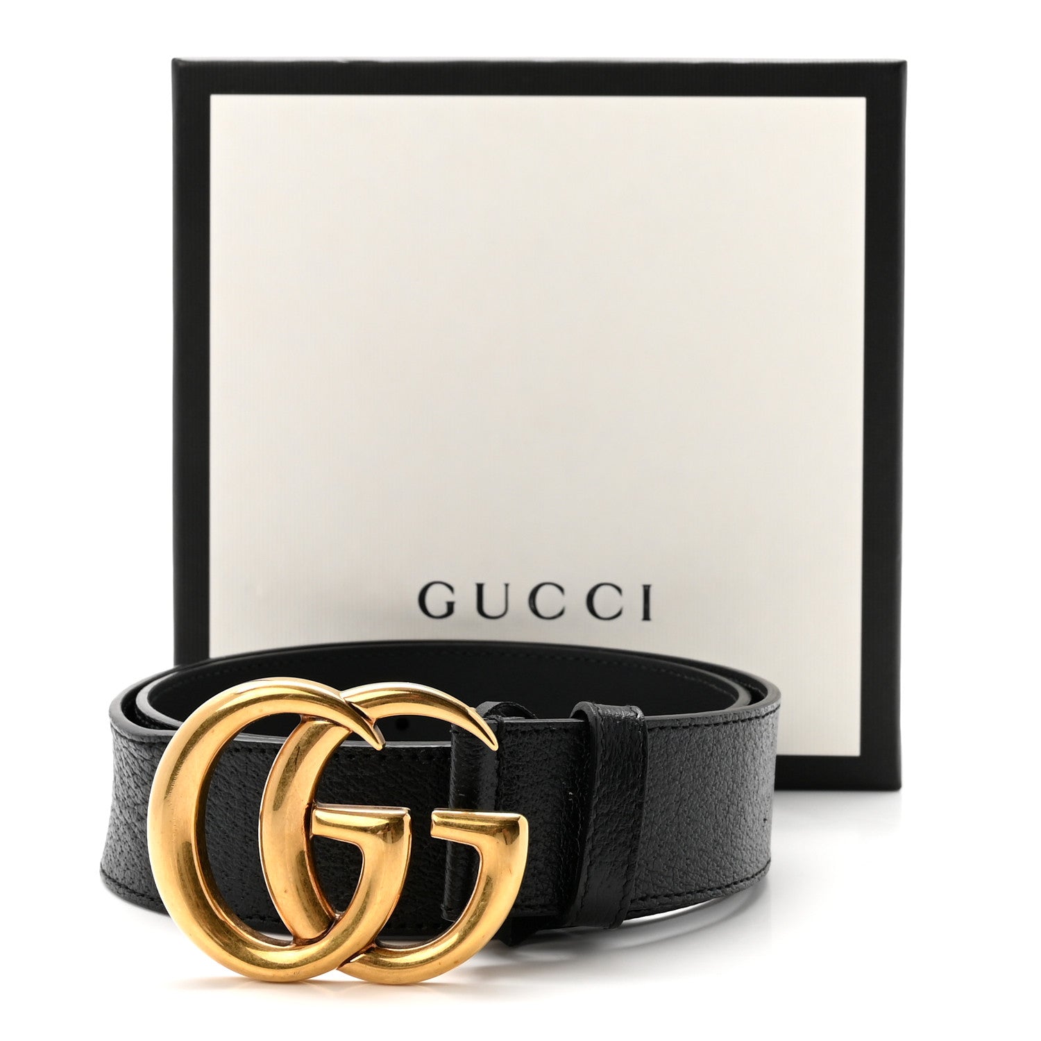 Gucci Textured Calfskin Double G 40mm Belt 80 32 Black 1896055