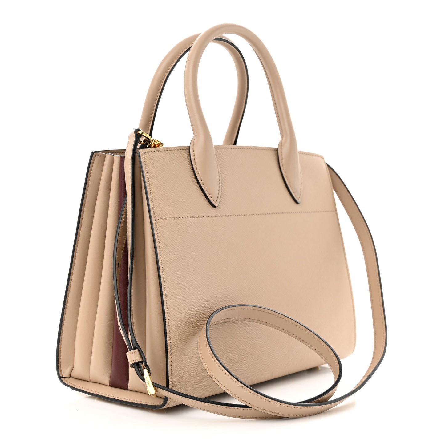 Saffiano City Calfskin Bibliothèque Top Handle Cammeo Granato