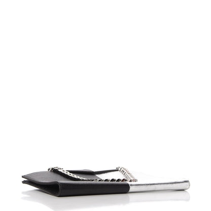 Fendi Metallic Saffiano Bi-Color Grande Clutch Black Argento 4 of 9