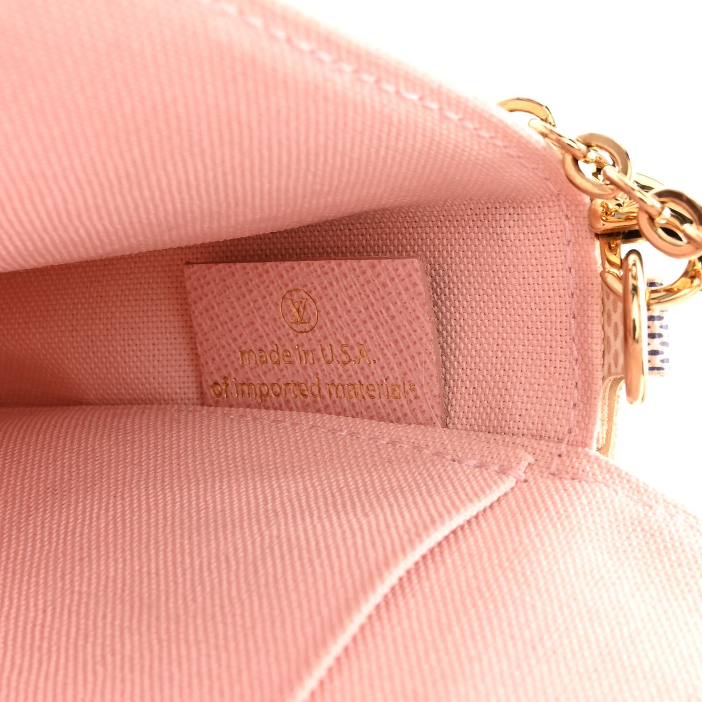 Damier Azur Pochette Felicie Chain Wallet Rose Ballerine