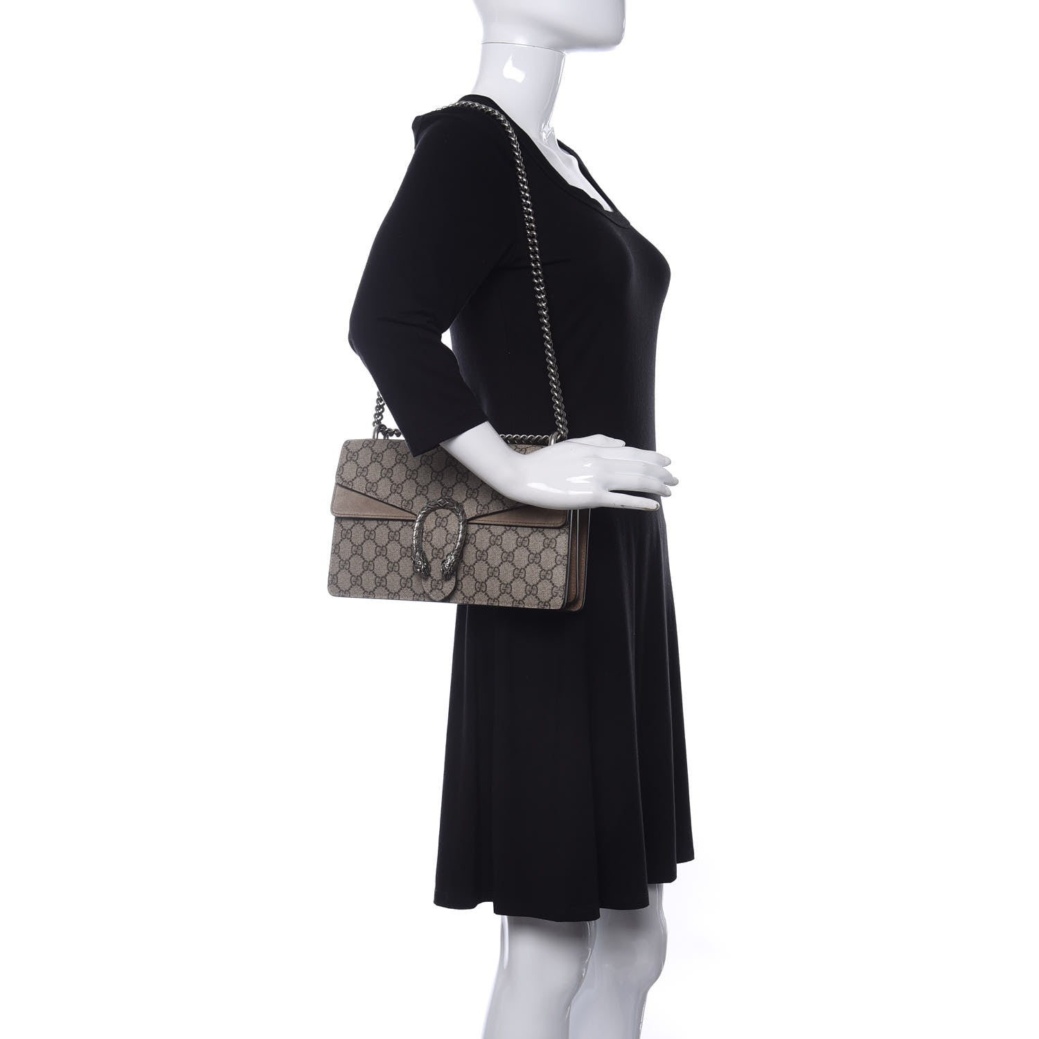 Gucci GG Supreme Monogram Small Dionysus Shoulder Bag Taupe 2 of 10