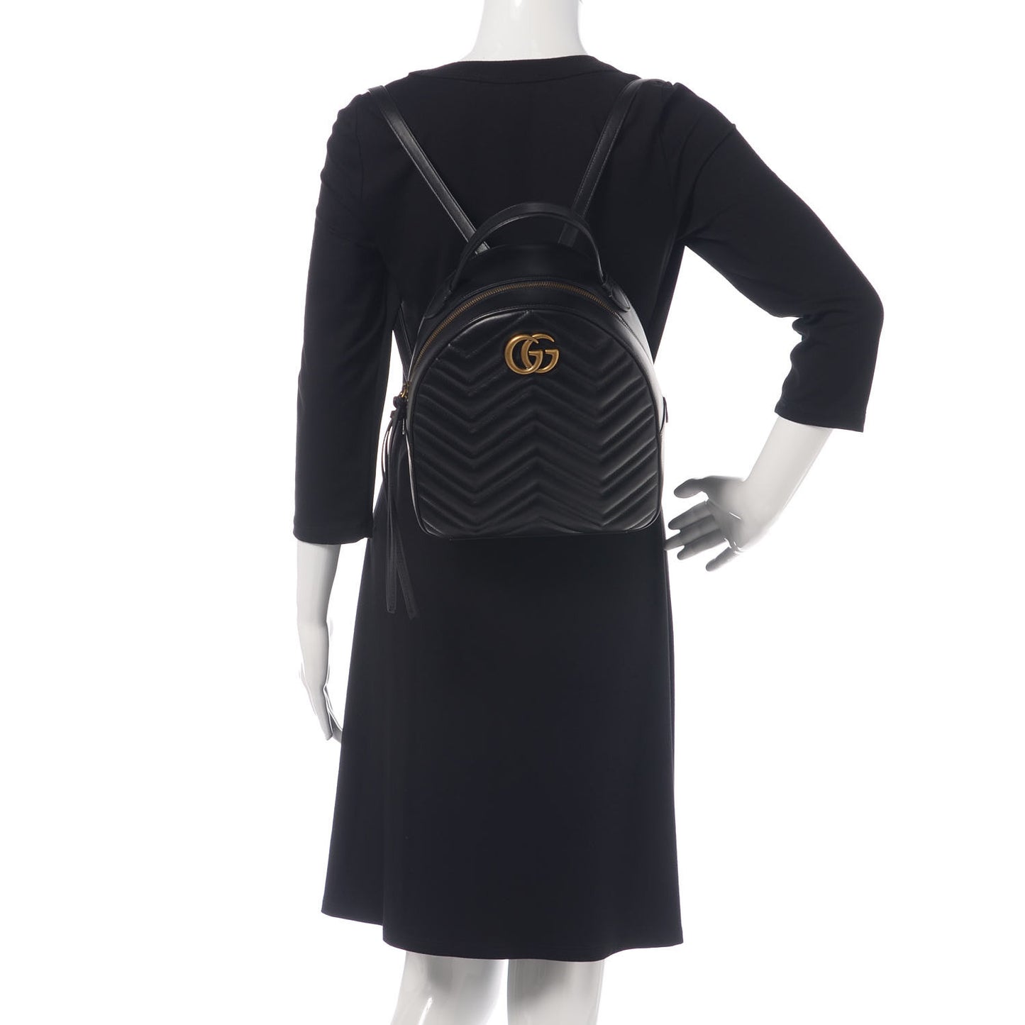 Calfskin Matelasse GG Marmont Backpack Black