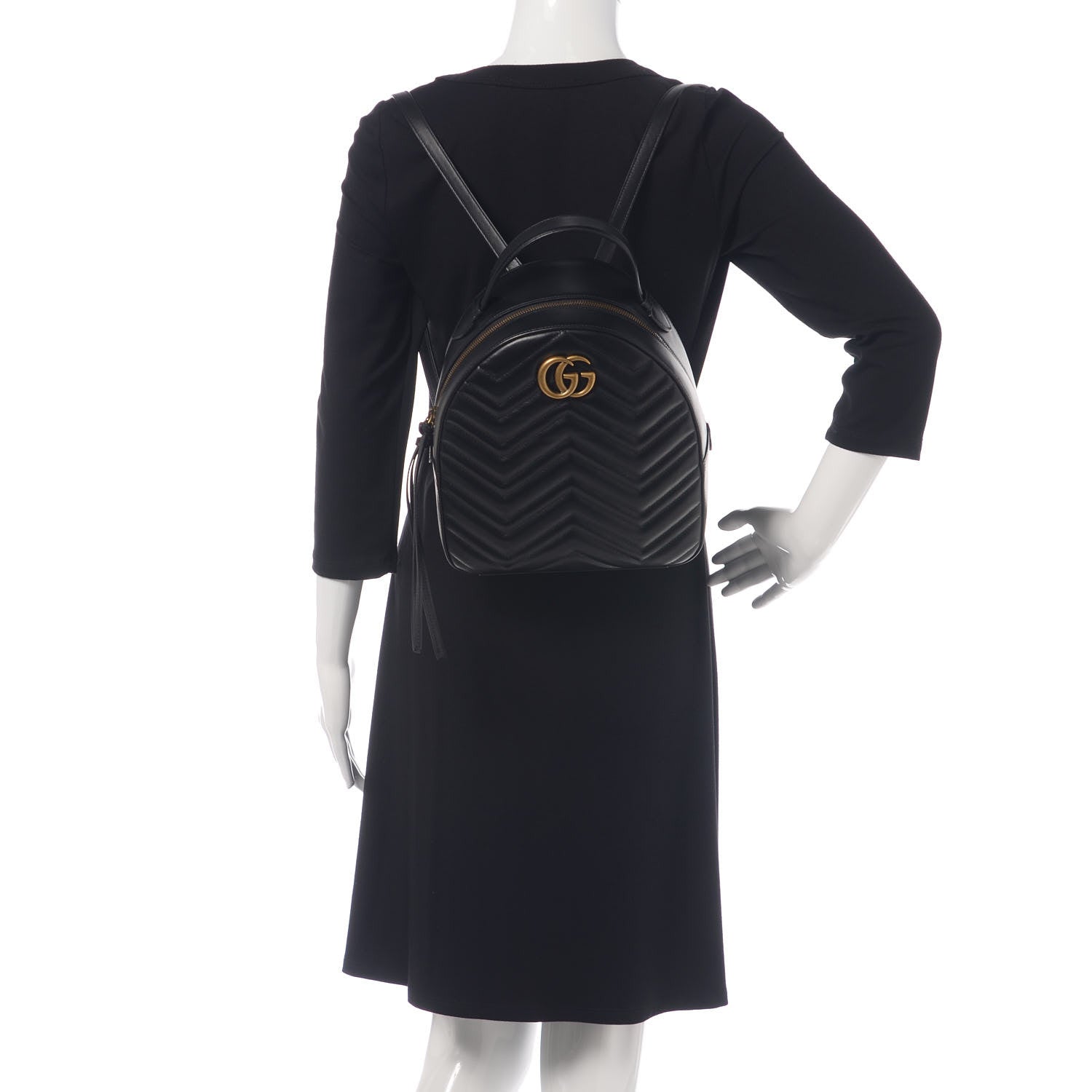 Gucci Calfskin Matelasse GG Marmont Backpack Black 2 of 9