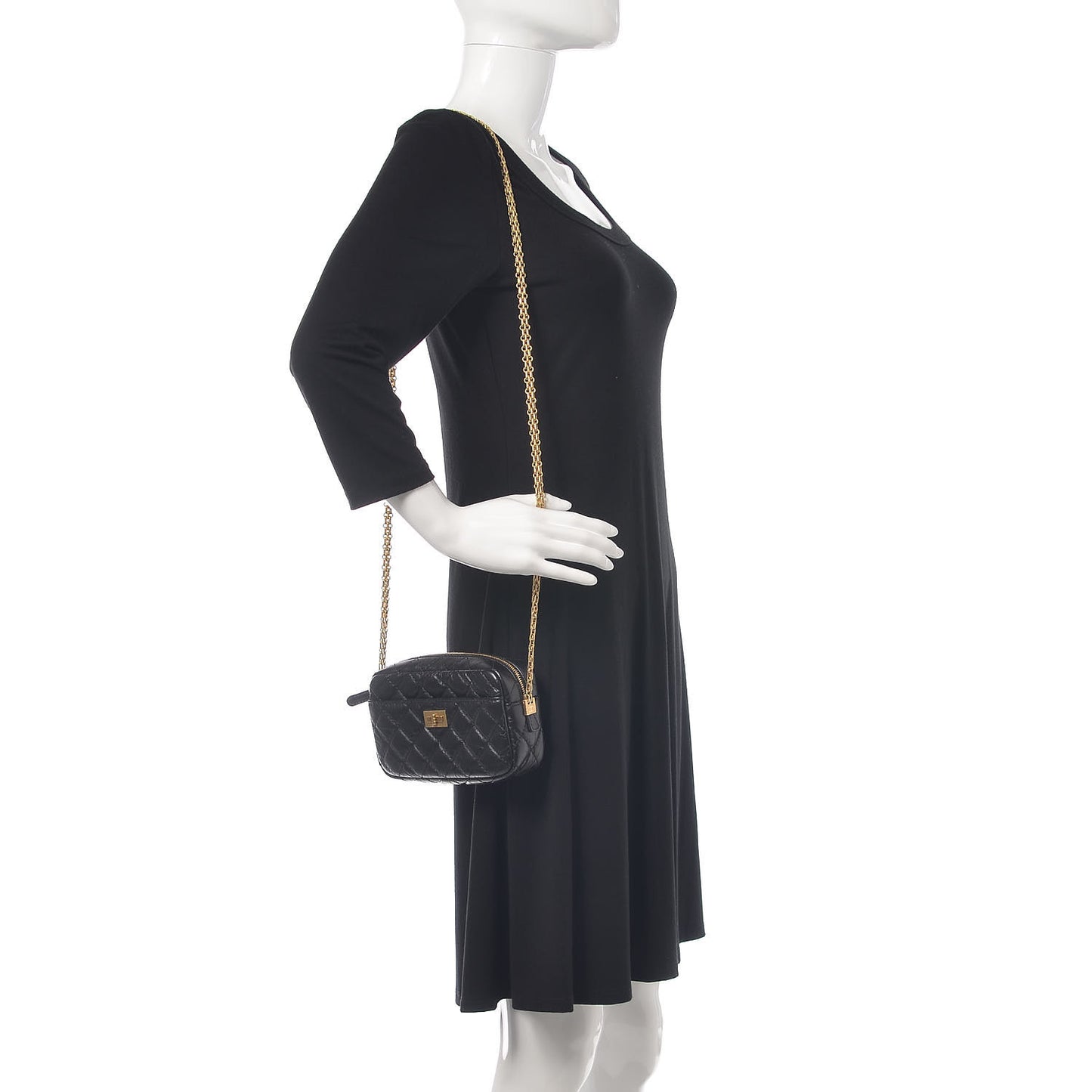 Aged Calfskin Quilted Mini Reissue Camera Case Black