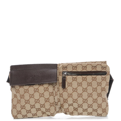 Gucci GG Monogram Double Pocket Belt Bag Dark Brown 1 of 10