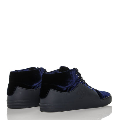 Chanel Calfskin Velvet CC Sneakers 41 Black Blue 2 of 9