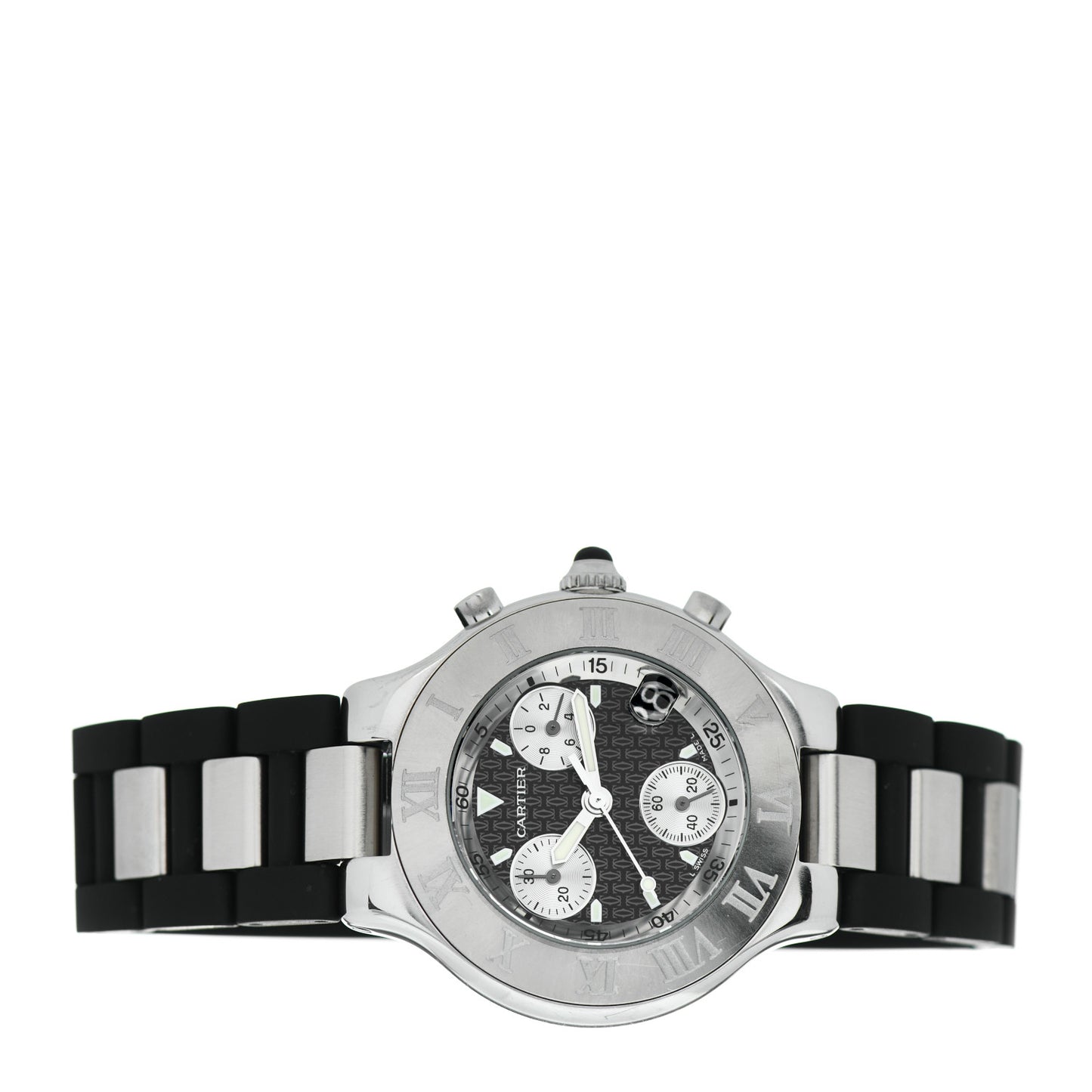 Stainless Steel Rubber 38mm Must 21 Chronoscaph Quartz Watch Black