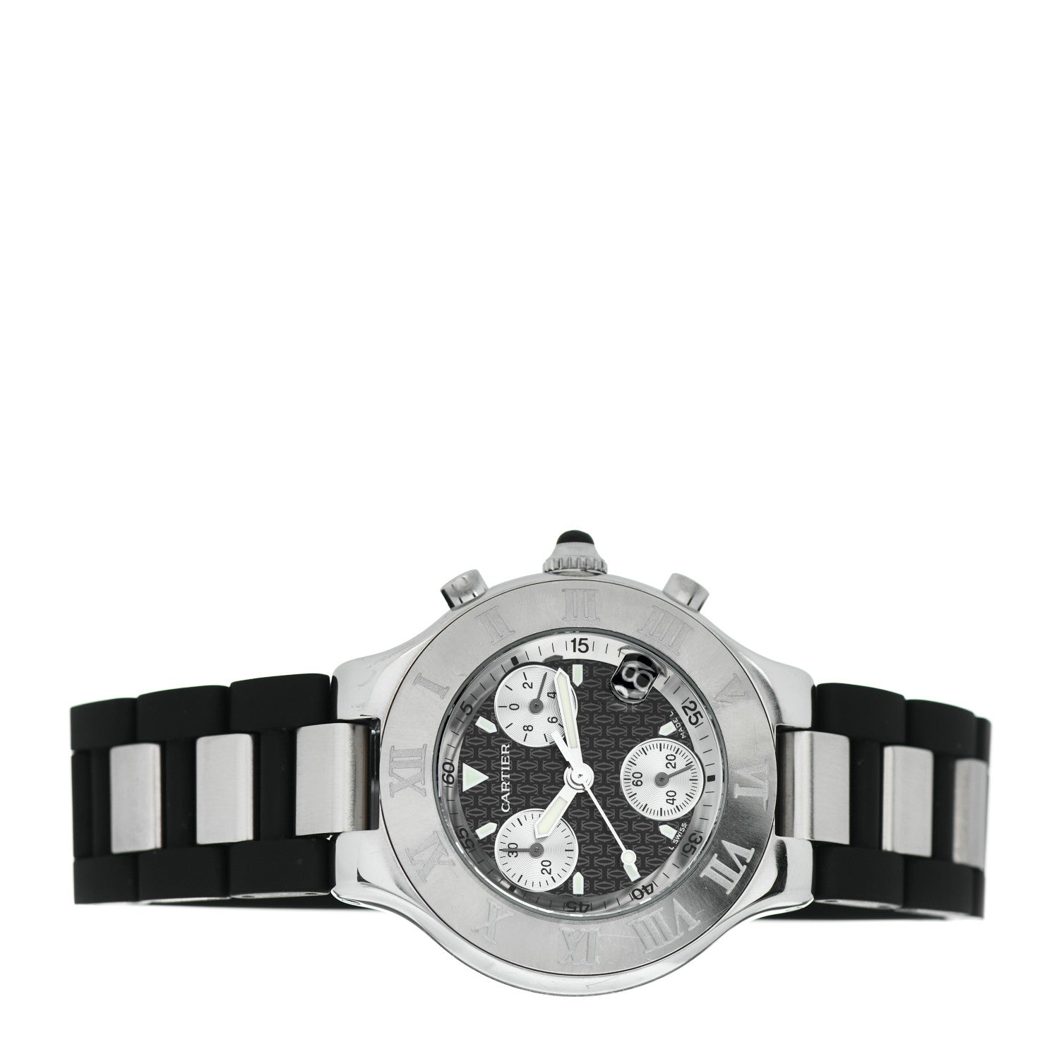 Cartier Stainless Steel Rubber 38mm Must 21 Chronoscaph Quartz Watch Black 2 of 4