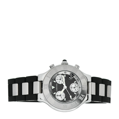 Cartier Stainless Steel Rubber 38mm Must 21 Chronoscaph Quartz Watch Black 2 of 4