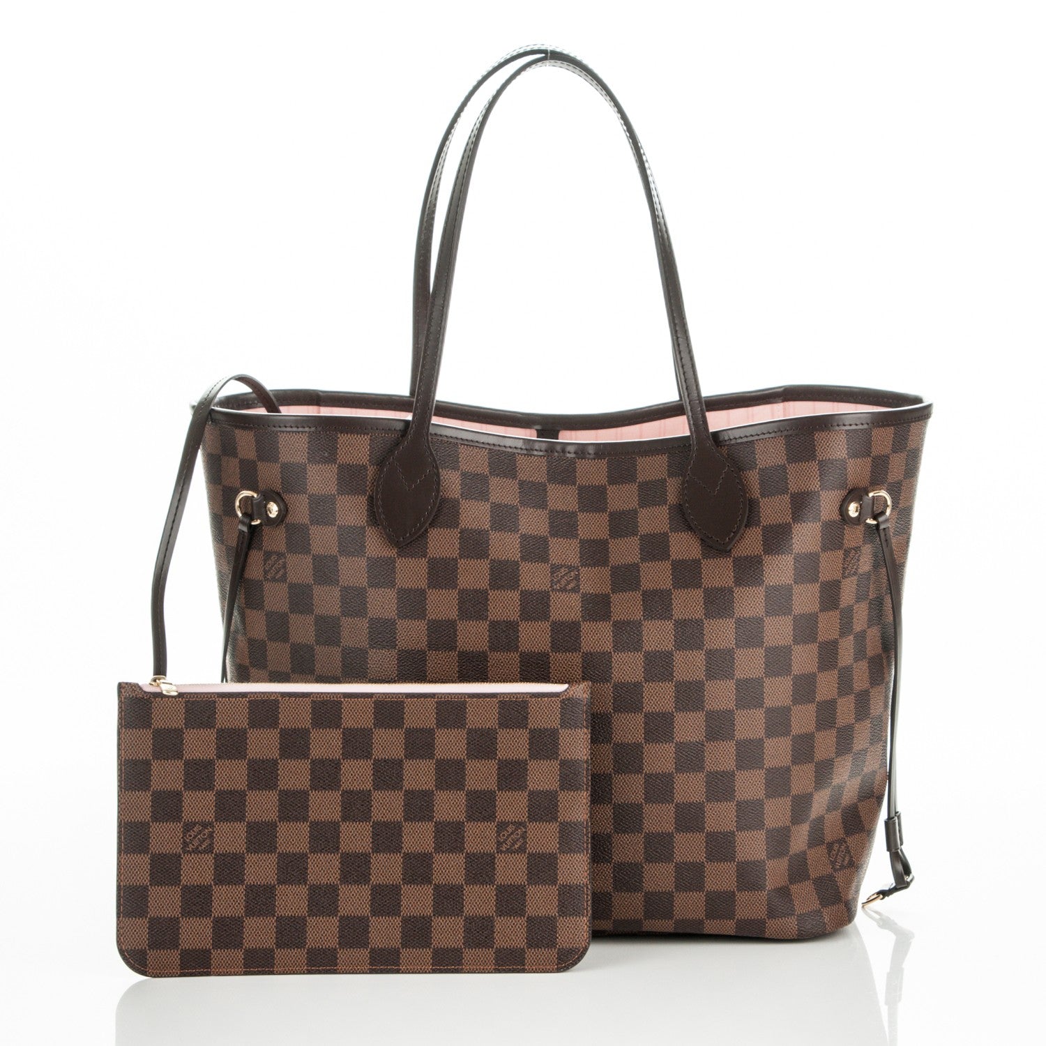 Louis Vuitton Damier Ebene Neo Neverfull MM Rose Ballerine 1 of 7